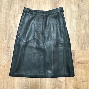 Isaac Mizrahi for Target | Black Leather Paneled Chevron A-Line Skirt, Size 4